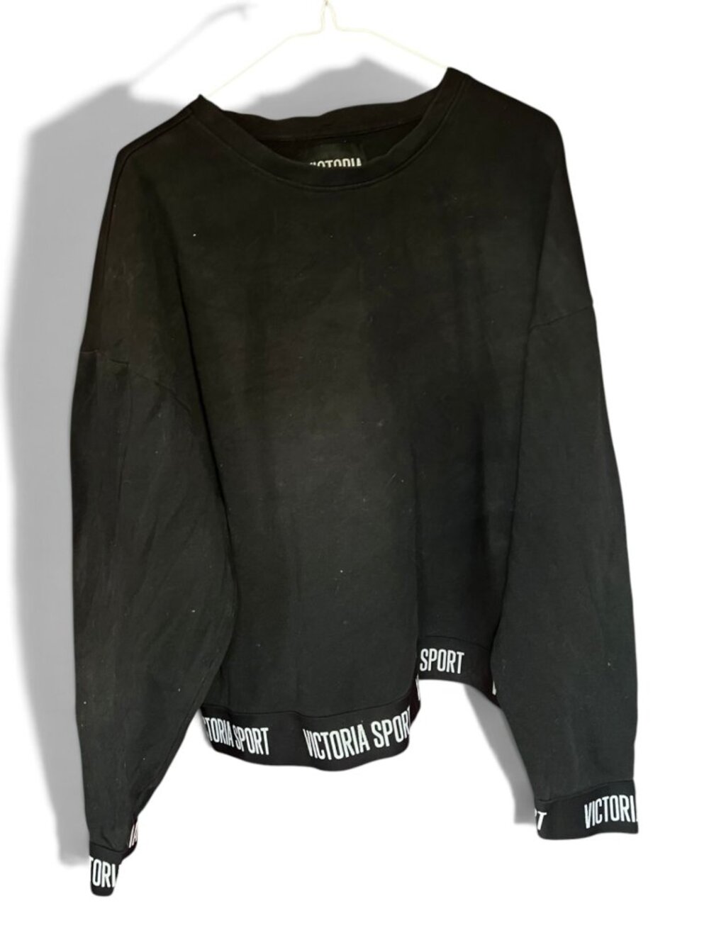 Victoria Sport Black Logo Band Cropped Sweatshirt Size XL